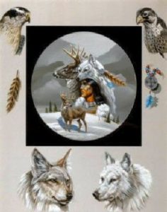 A montage of native americans that hunt