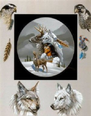 A montage of native americans that hunt 