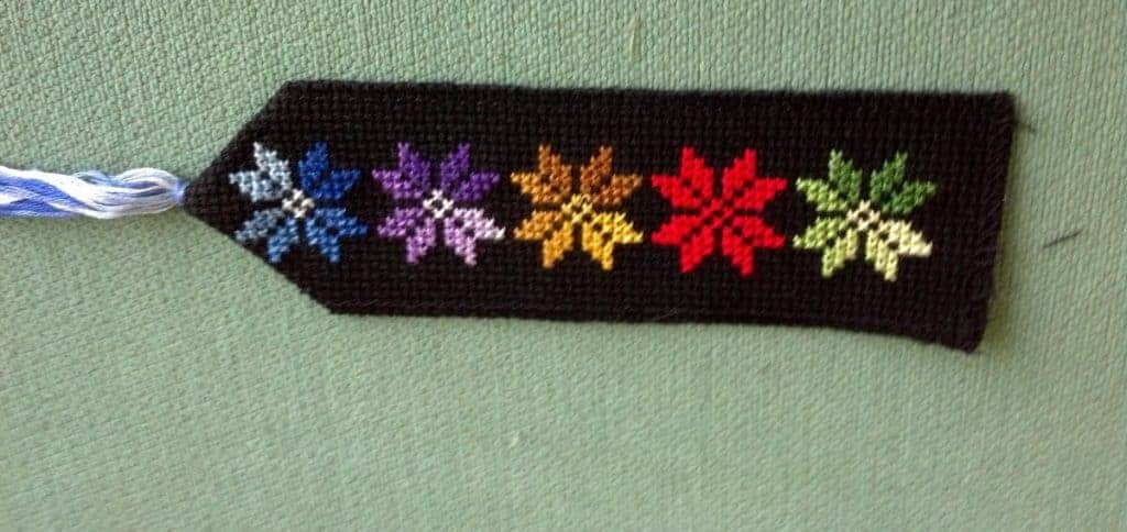 cross stitched bookmarks